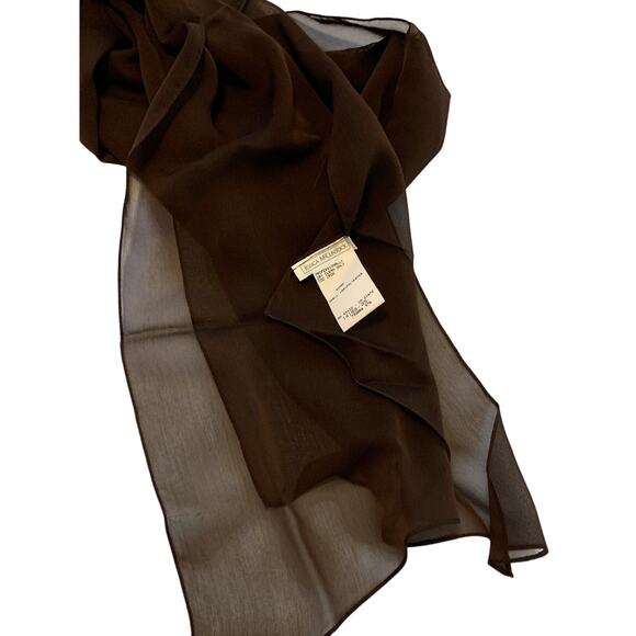 Scott McClintock Womens Slip Dress Size 12 Chiffon Chocolate Brown Maxi Bodycon - Picture 11 of 16